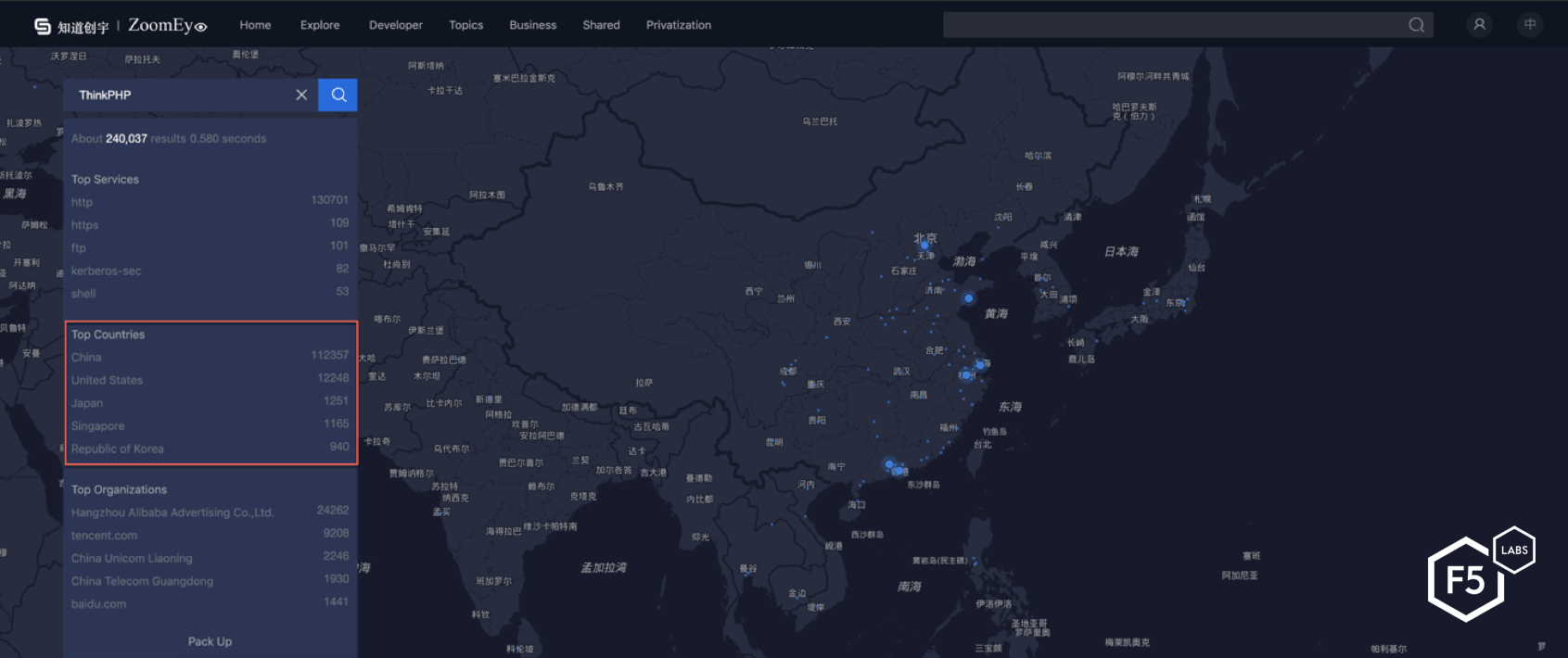 Figure 1. ThinkPHP is deployed on over 130,000 servers.