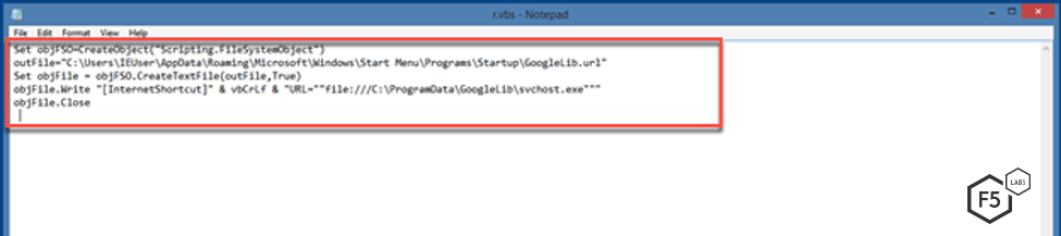 Figure 14. Screenshot showing how the malware ensures persistence