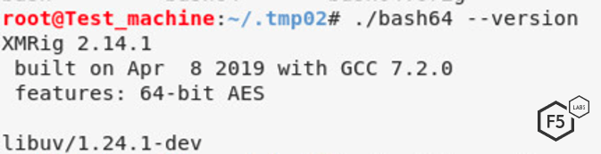 Figure 9. Screenshot showing the crypto miner version