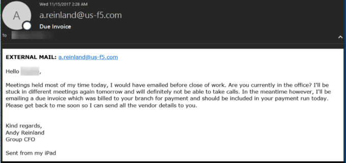 Figure 4: Phishing emails regarding bills or invoices often contain malicious links and documents
