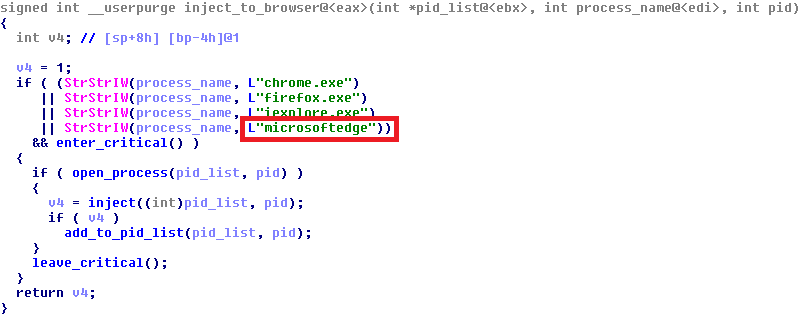 Figure 2: Microsoft Edge injection
