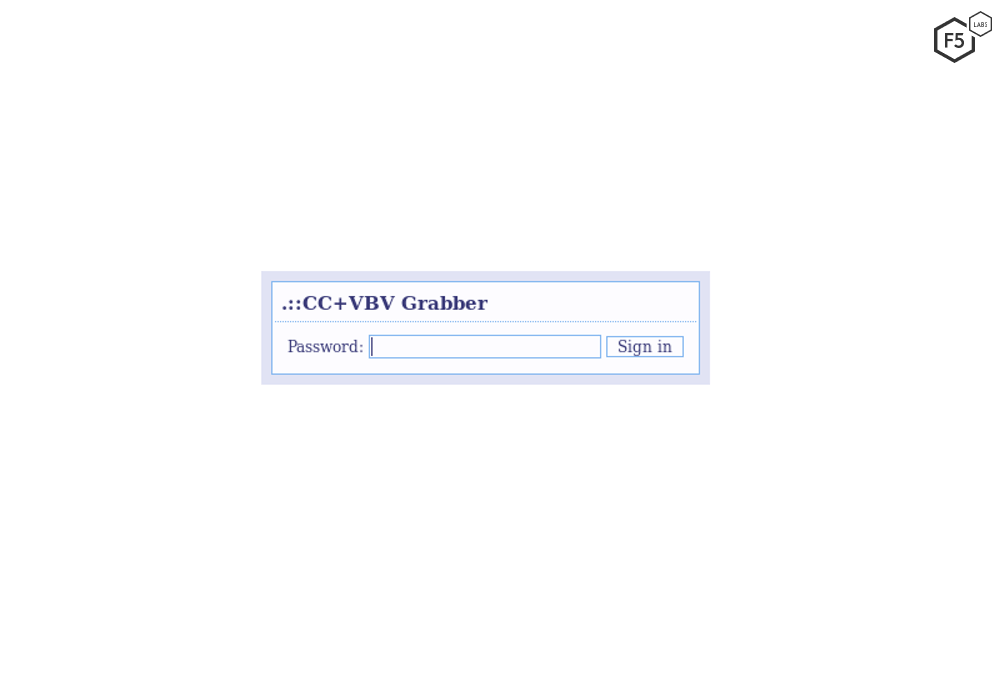 Figure 12. The login page for the vbv grabber