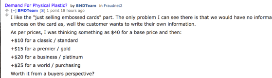 Figure 20: Counterfeit cards for sale