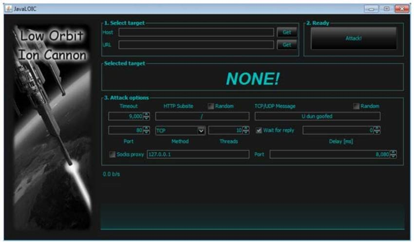 Figure 6: Screenshot of LOIC attack tool