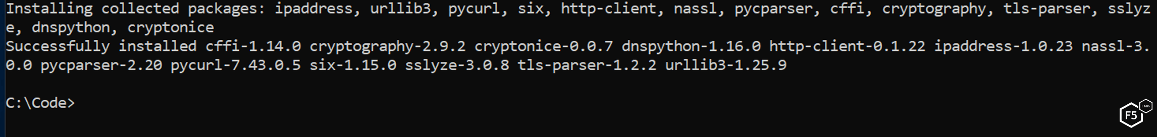 Figure 2. A successfully completed installation of Cryptonice via pip