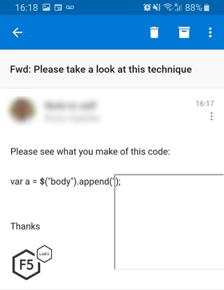 Figure 1: Email on Android phone with bug 