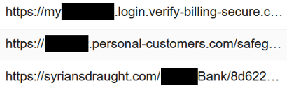 Screenshot from F5 SOC showing phishing sites using brand names to trick victims
