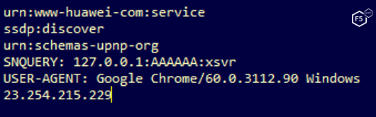 Screenshot showing Huawei router target information from the Mirai sample