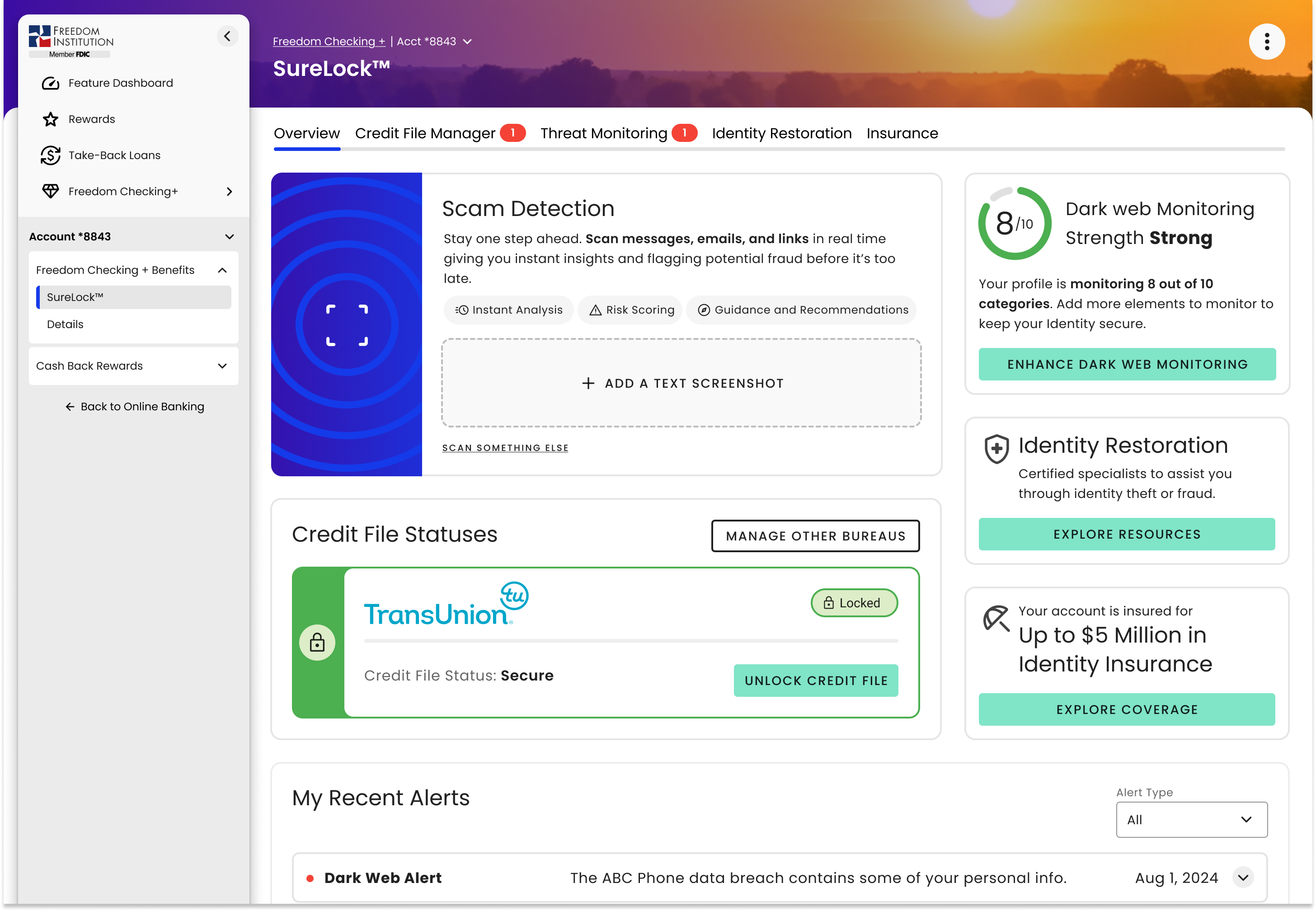 SureLock dashboard screenshot