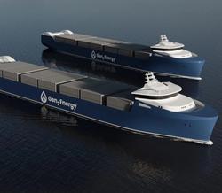 Concept illustration of hydrogen container transport ships.