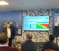 Project manager Hans Westad of Kongsberg Maritime presenting at the opening of the HYSEAS III H2-fuel cell drive-train