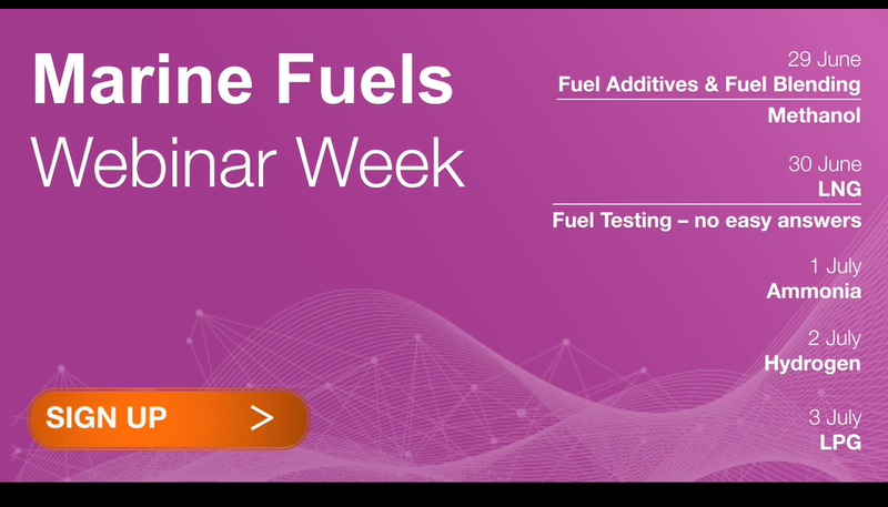 Poster of program for the Marine Fuels Webinar Week