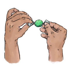 Hand-drawn basket filled with fruits