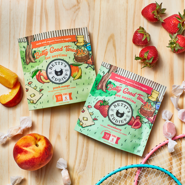 Betty's Eddies Cannabis Fruit Chews Betty Good Times for Anytime Strawberry or Peach Mango