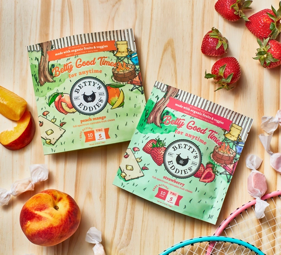 Betty's Eddies Cannabis Fruit Chews Betty Good Times for Anytime Strawberry or Peach Mango