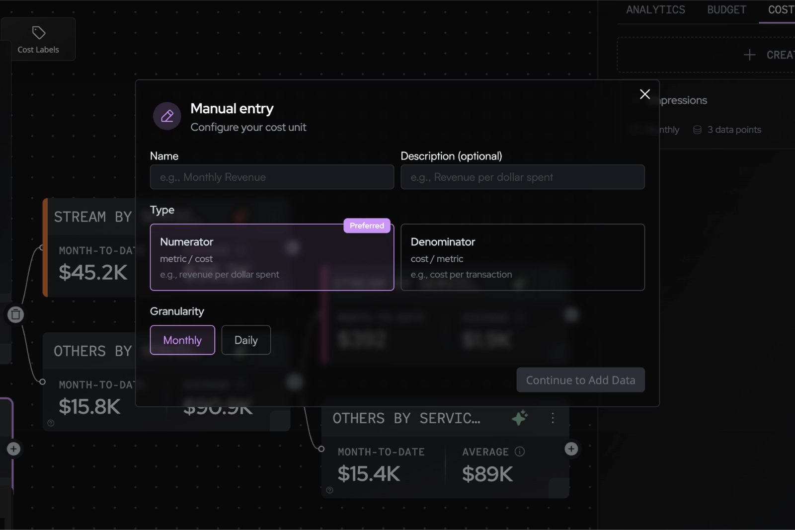 A view of how you can easily switch views within Cost Units, depending on your needs.