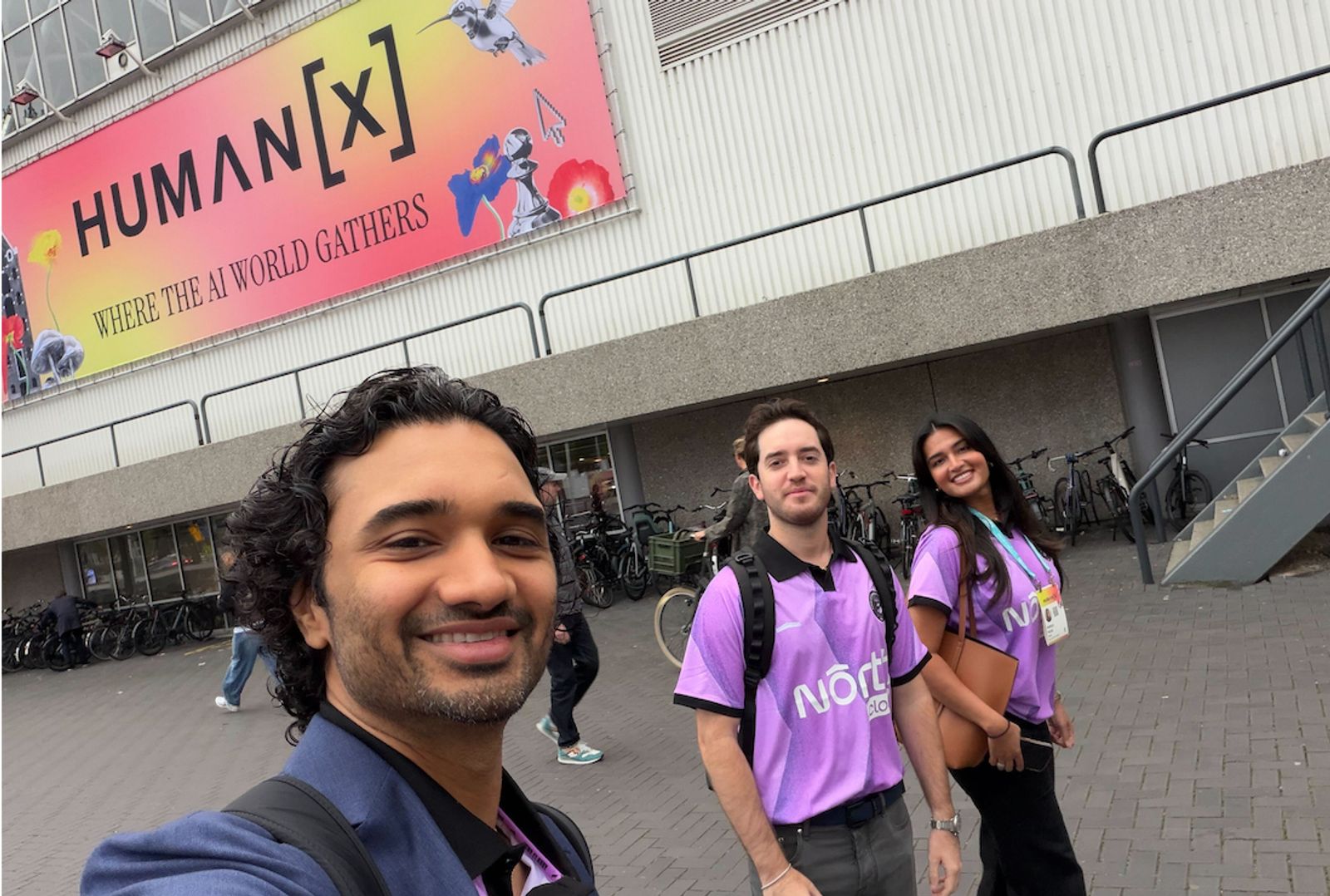 From left to right: Gopal Trivedi, Jordan Wayne, and Alekya Putta, all great members of North’s GTM team at the HumanX conference. 