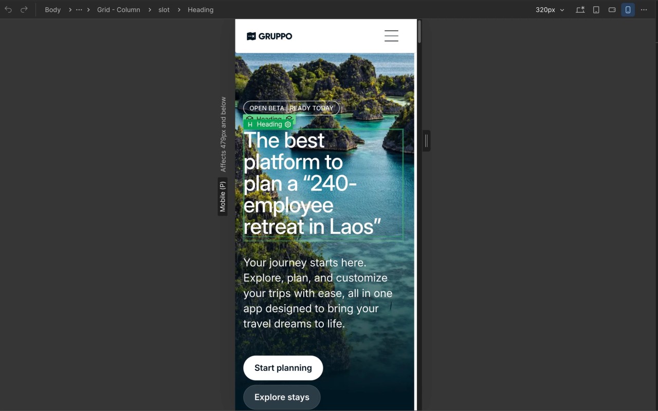Responsive view in Webflow