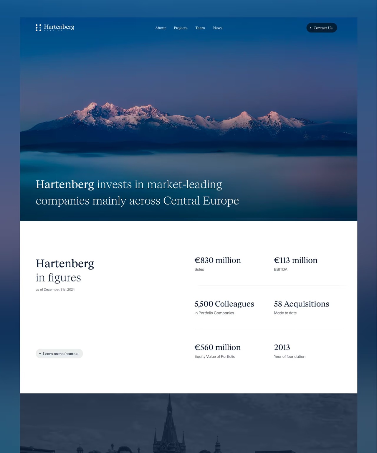 Hartenberg Capital - Webflow vývoj firemního webu pro investiční skupinu střední Evropa