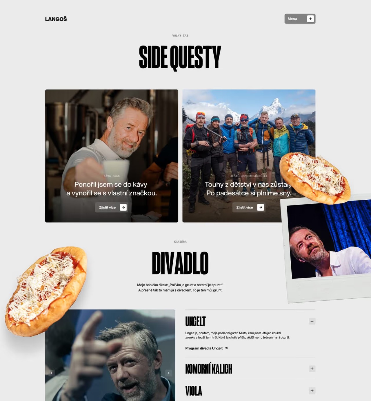 Jiří Langmajer website - Webflow development with GSAP animations for a Czech actor and adventurer