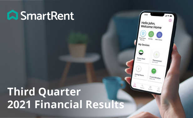 Resident app on smartphone with SmartRent logo