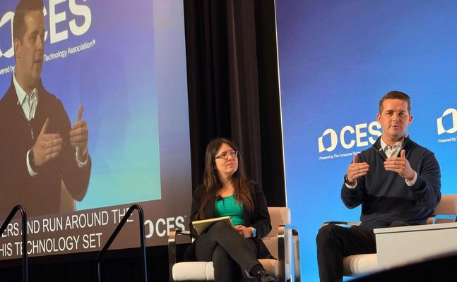 Braeden Scheer sits on a panel at CES 2026