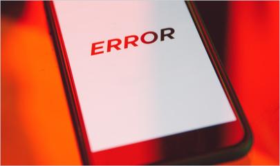 Image of smart phone with error message