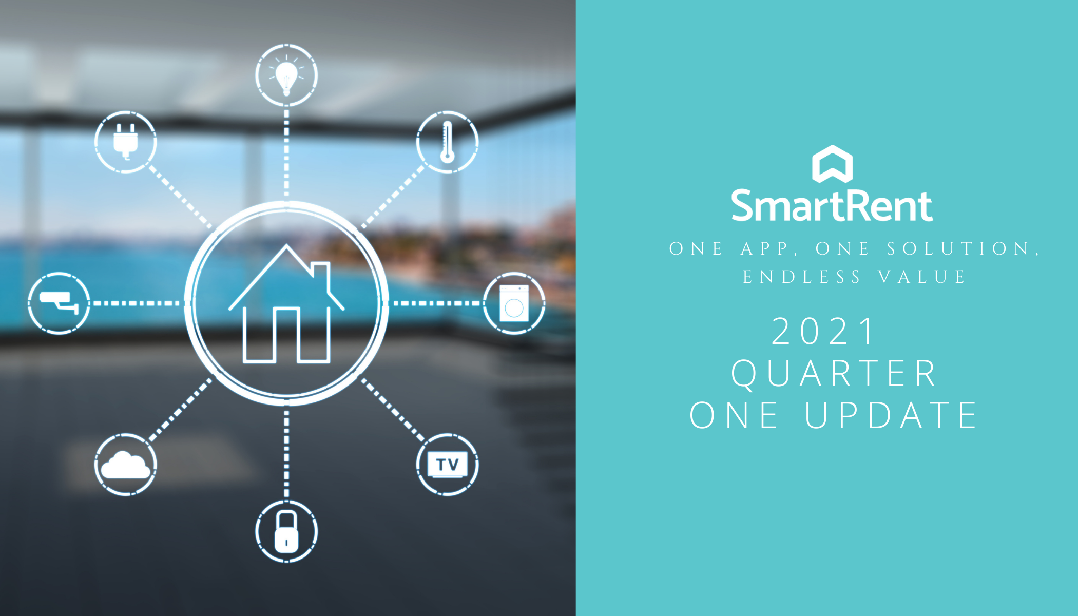 Image of smart home icons with SmartRent logo and text