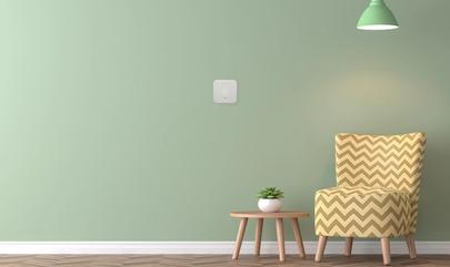 green wall with smart thermostat