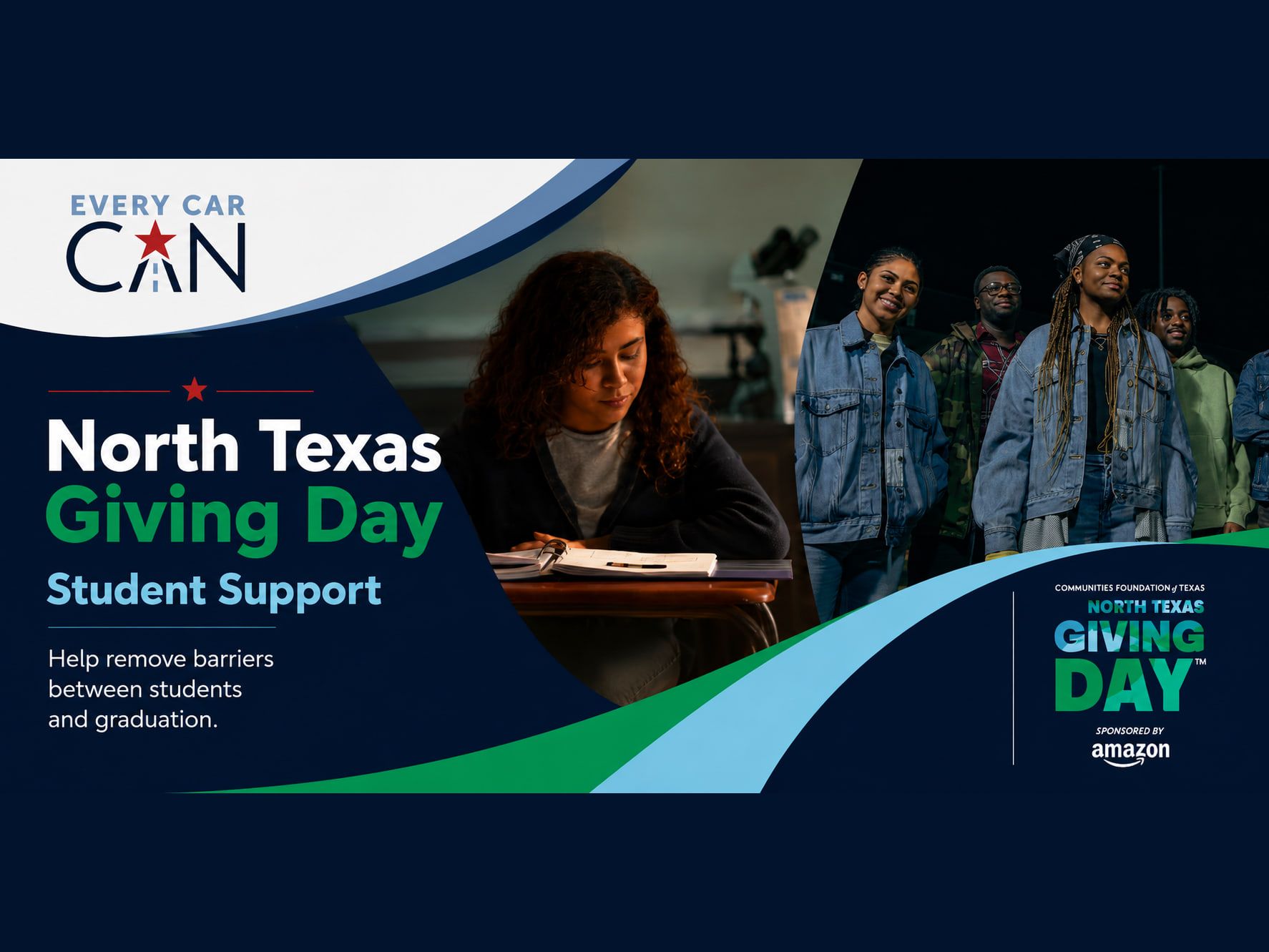 Every Car Can, North Texas Giving Day: Student Support — help remove barriers between students and graduation.