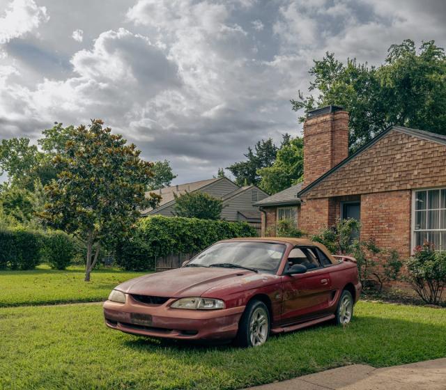 A donated vehicle outside a home