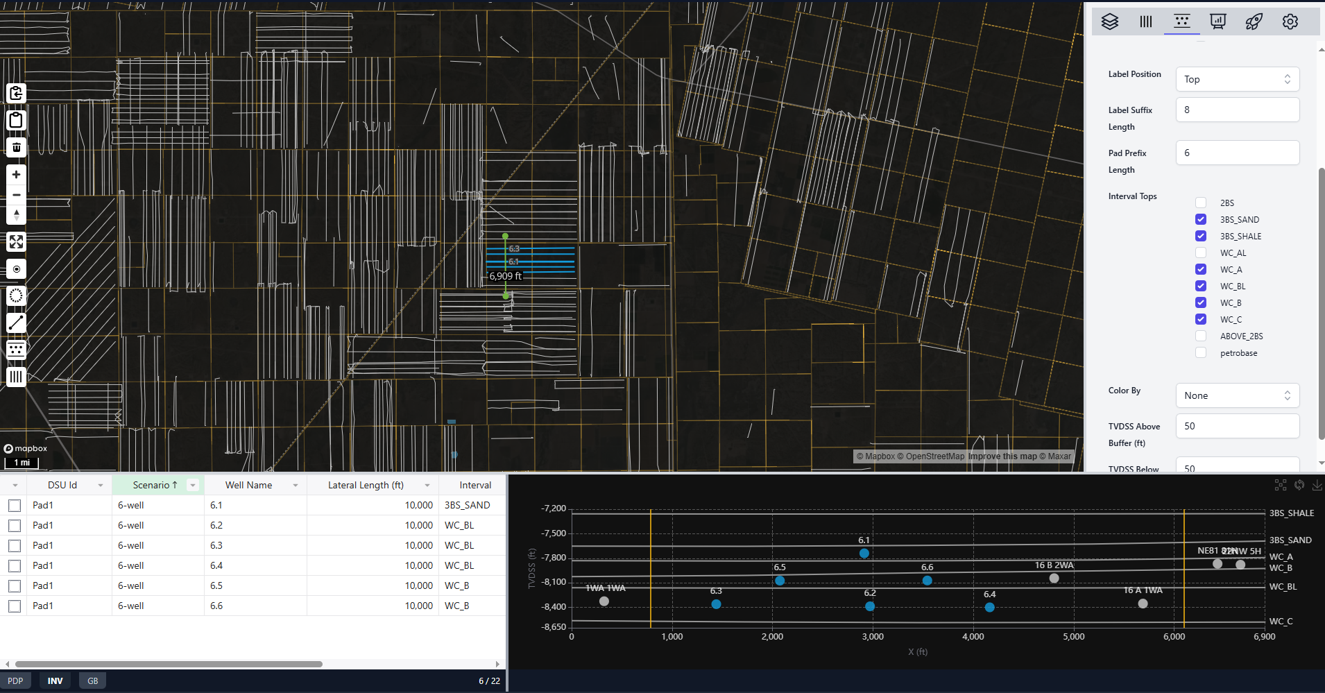 gun barrel diagram and well stick map 