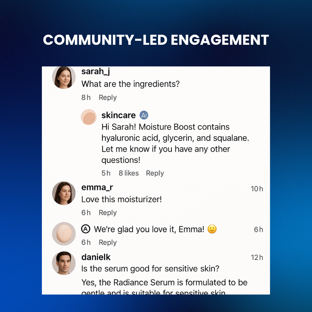 Deepsolv-style comment thread with personalized brand voice replies