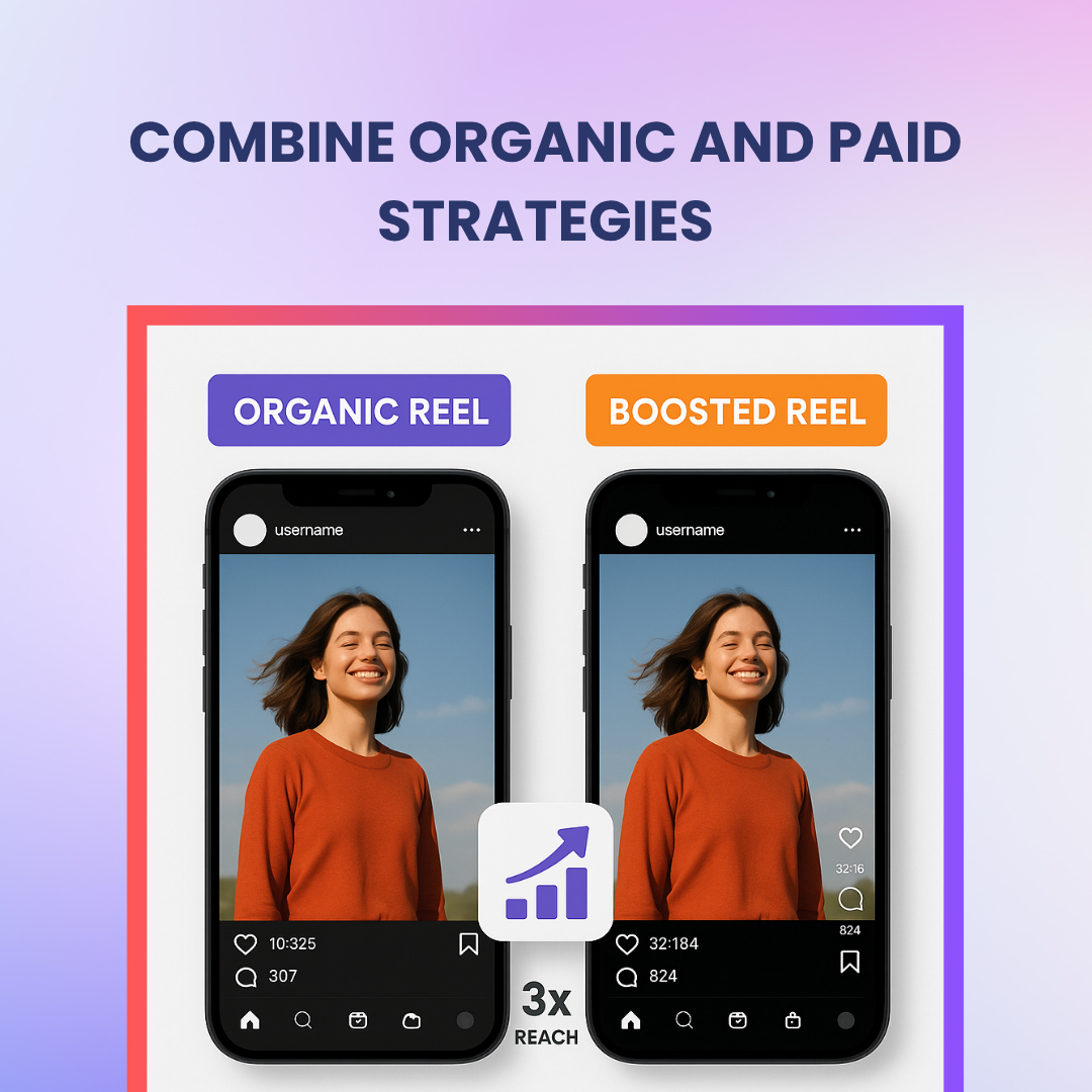 Performance comparison between organic and paid Instagram posts.