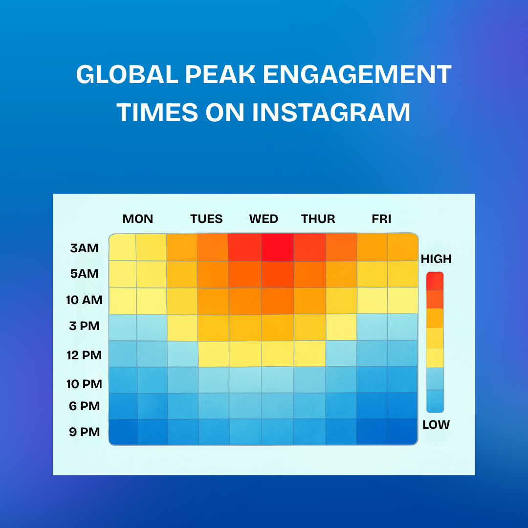 A heatmap of a calendar week, showing red-yellow zones indicating best engagement times.