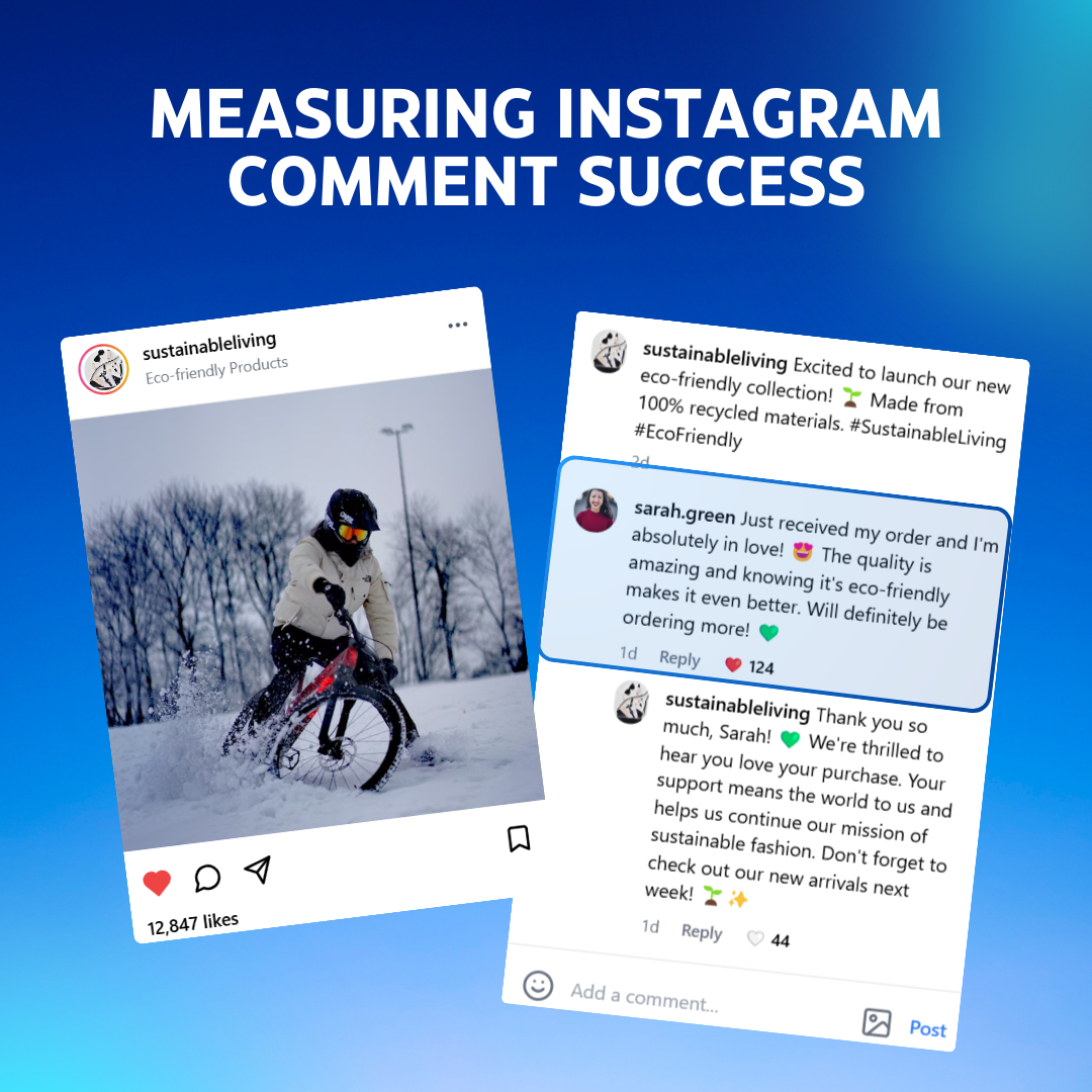 A happy customer leaving a positive comment under a brand’s Instagram post. The brand acknowledges their feedback, boosting credibility and engagement.
