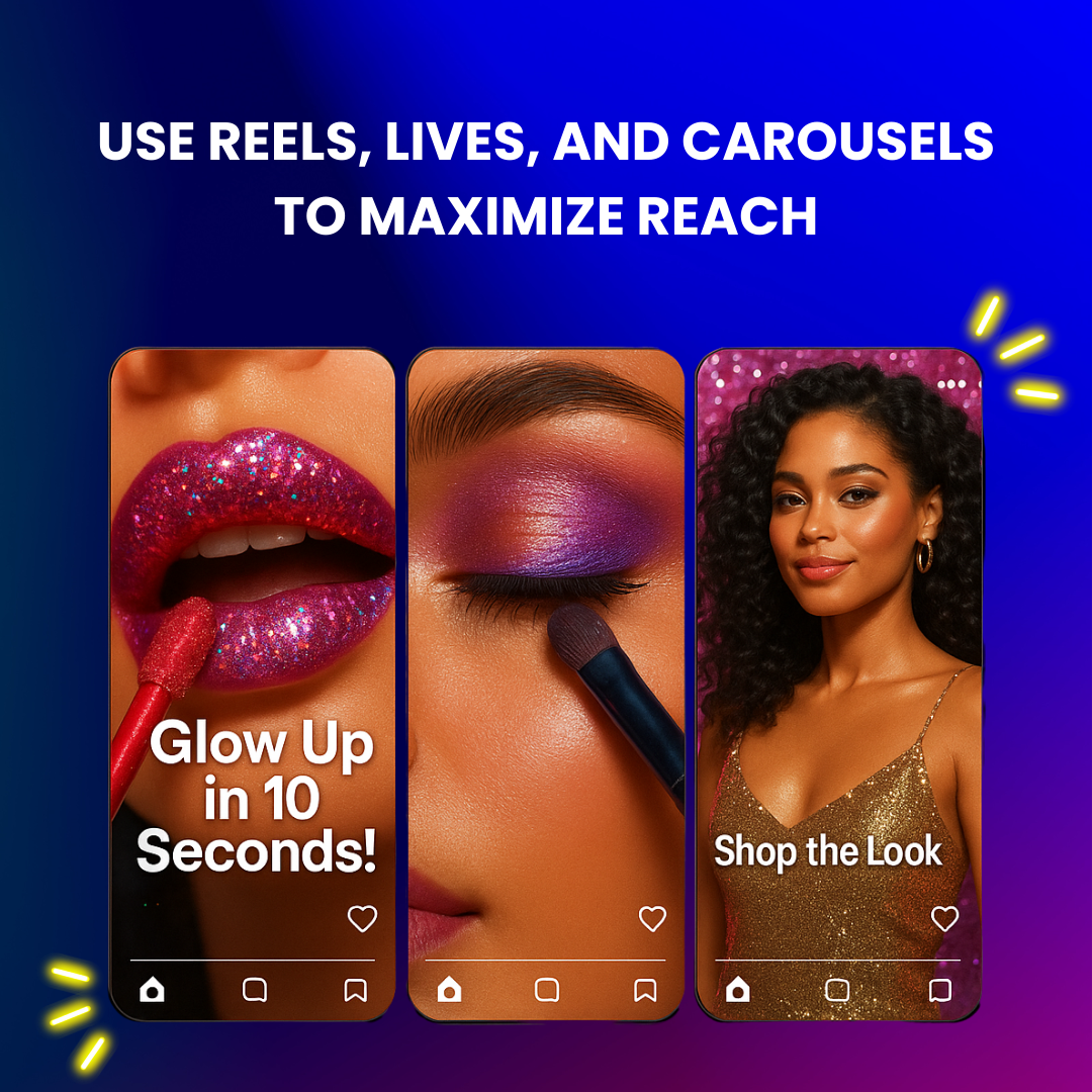 Storyboard of a Reel showing a hook, body, and CTA overlay.