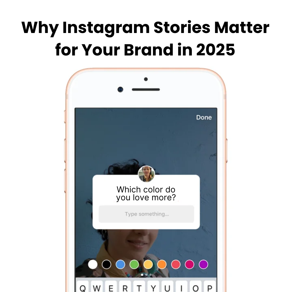 A close-up of an Instagram Story with a poll sticker asking, "Which color do you love more?" and two color options.