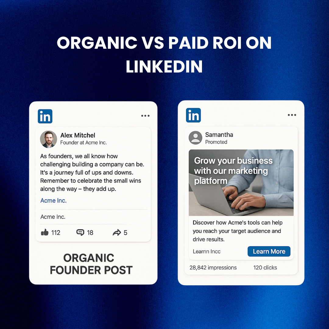 Comparison between organic and paid LinkedIn posts.