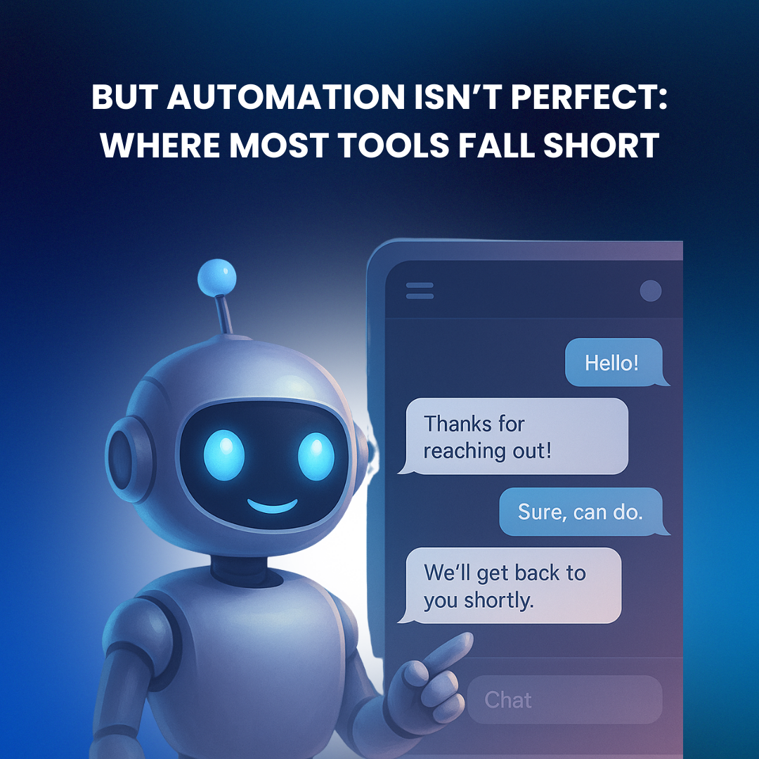 A chatbot interface sending generic replies in a DM conversation