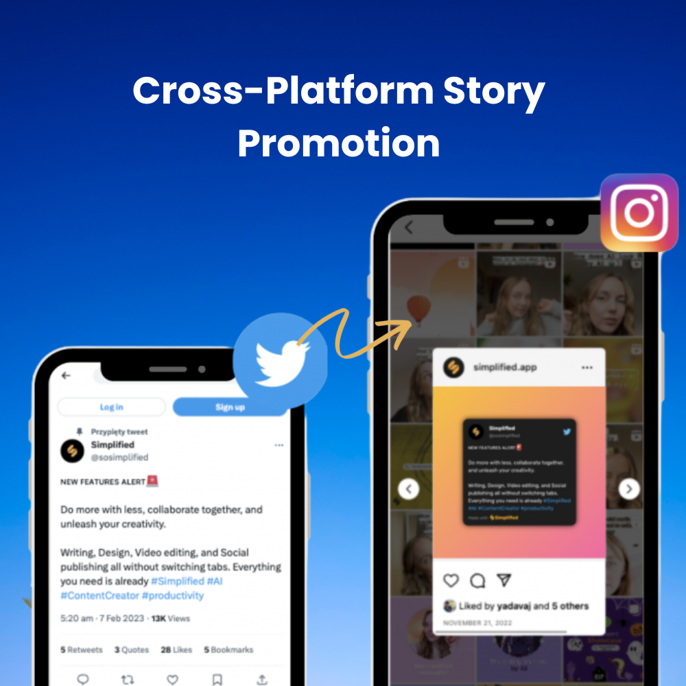 A screenshot showing an Instagram Story being promoted on Twitter and embedded in an email newsletter.