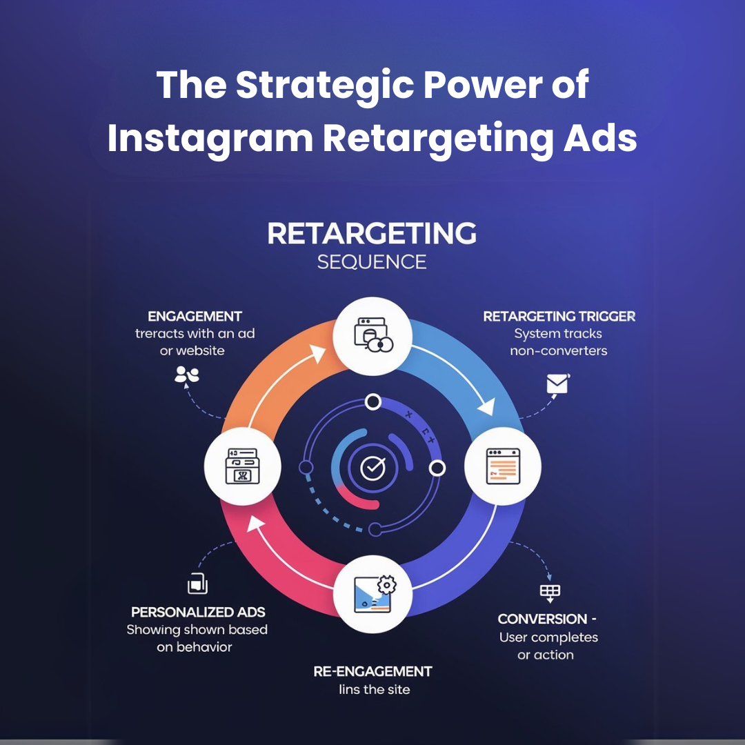A visual flowchart showcasing how a retargeting sequence works from engagement to conversion.