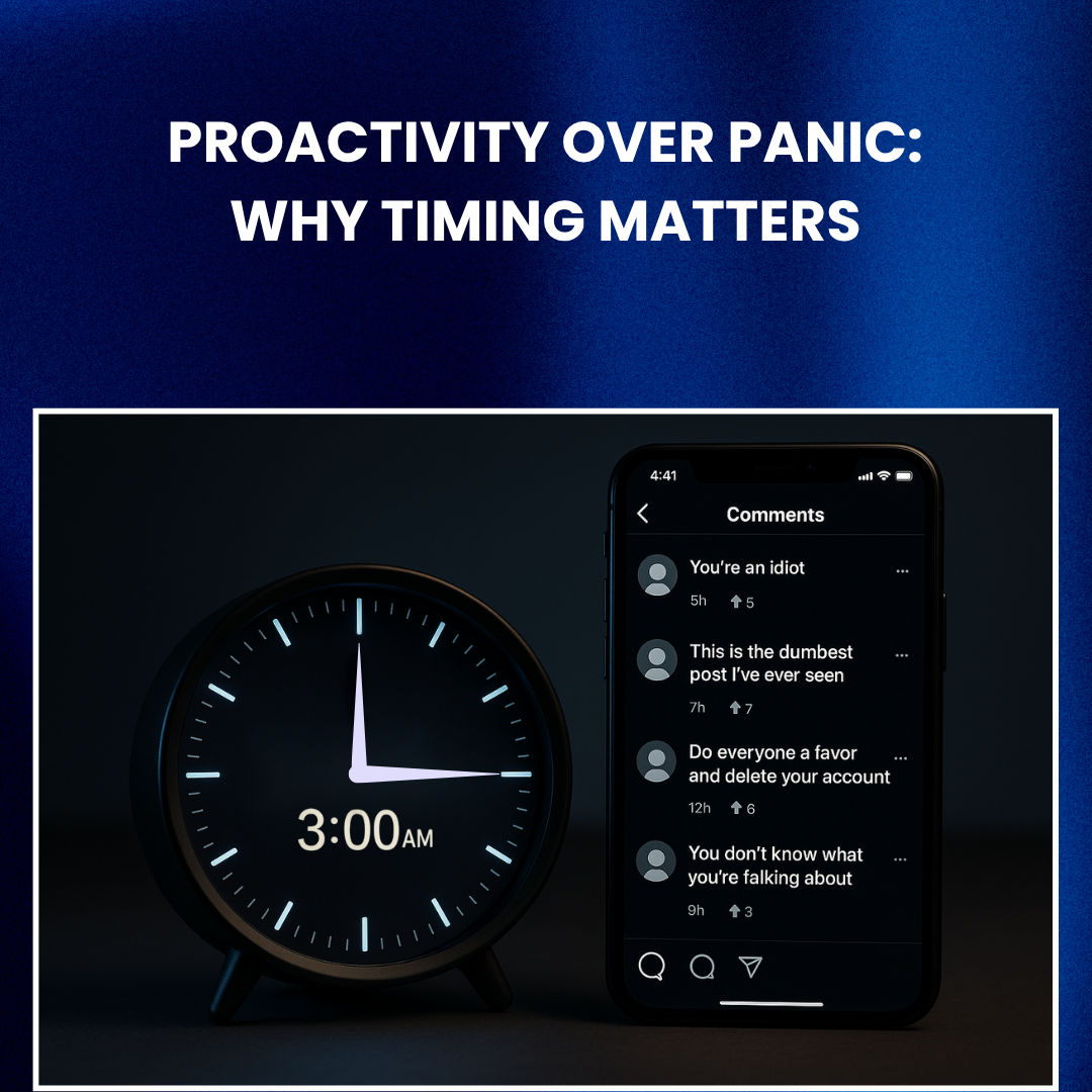 Negative comments going live during off-hours while brand team is inactive.