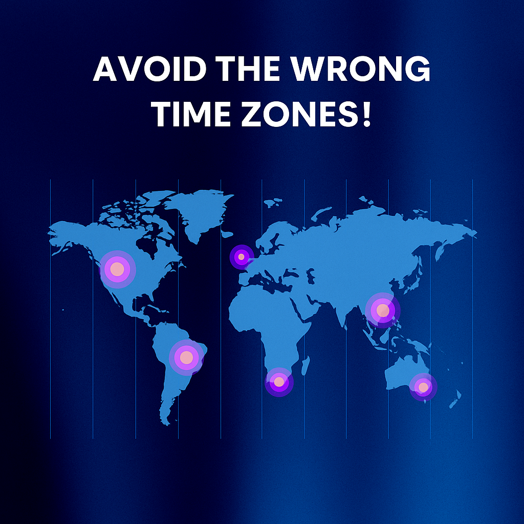 Facebook audience engagement by time zone visual across major countries.